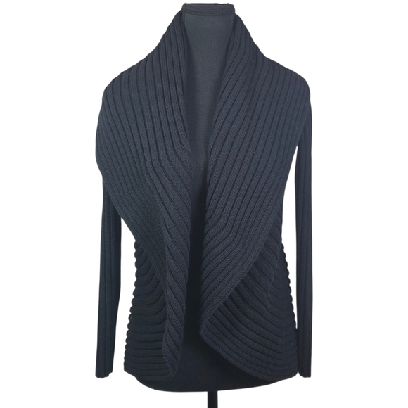 525 America Black Thick Knit Open Cardigan Size Small - Picture 2 of 5